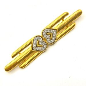 1980’s MONET Gold Plated Crystal Hearts Bar Brooch